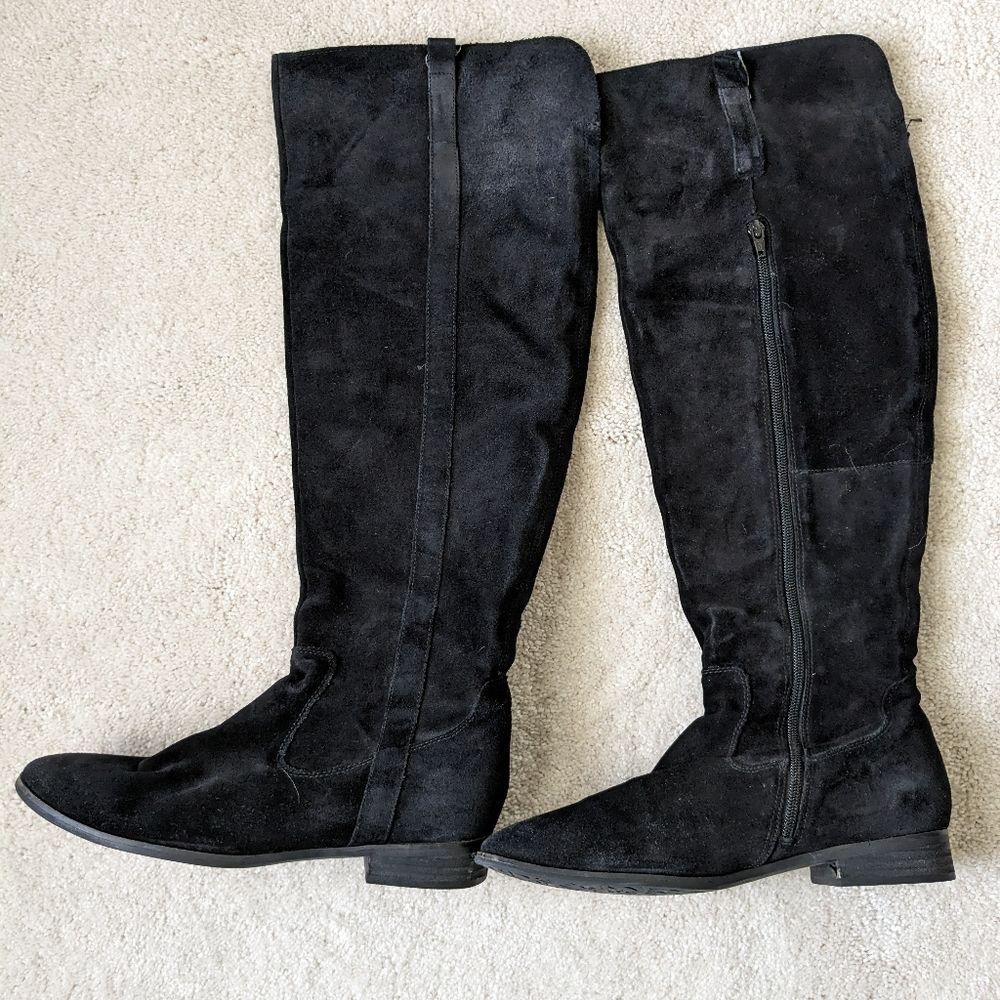 Clarks Black over the knee suede Boots. Y2K.